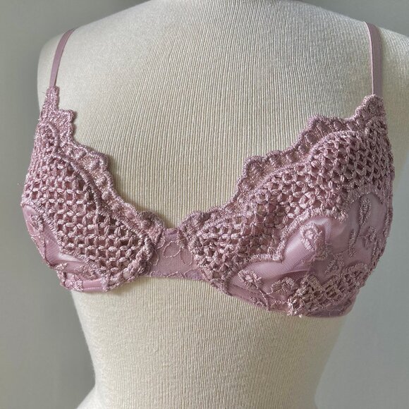 Victoria's Secret Other - Victoria Secret Pink Metalic Mesh & Embroidery Demi Bra